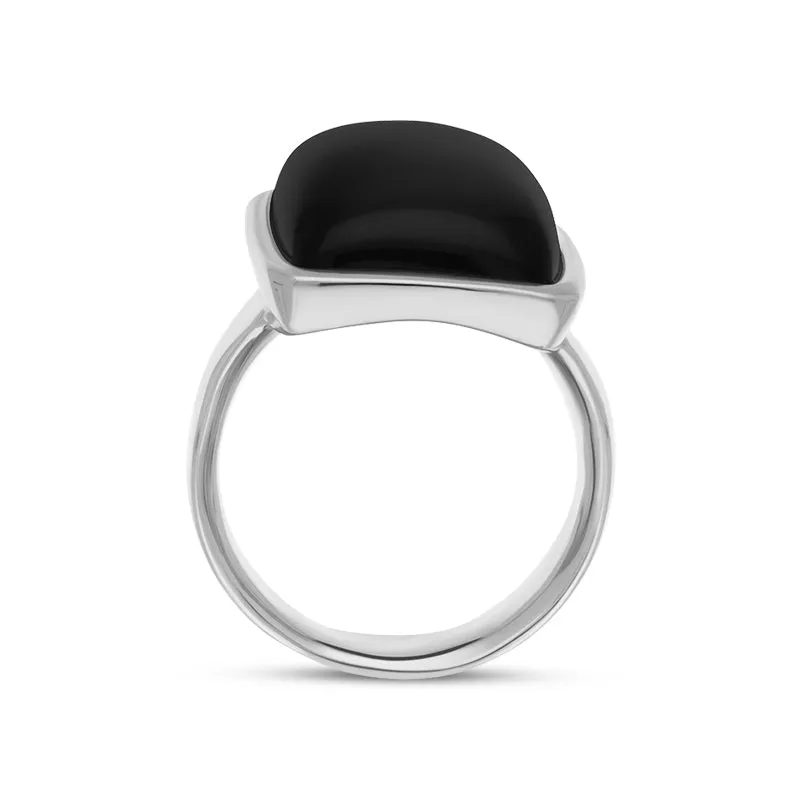 Sterling Silver Whitby Jet Chunky Oblong Ring D sold by Jura Watches product image thumbnail 2