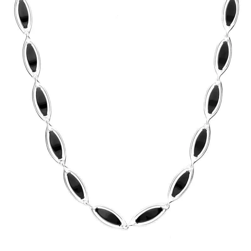 Sterling Silver Whitby Jet Open Edged Necklace sold by Jura Watches