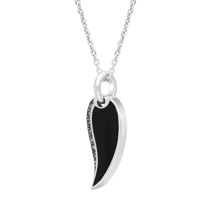 Sterling Silver Whitby Jet Marcasite Teardrop Necklace sold by Jura Watches product image thumbnail 2