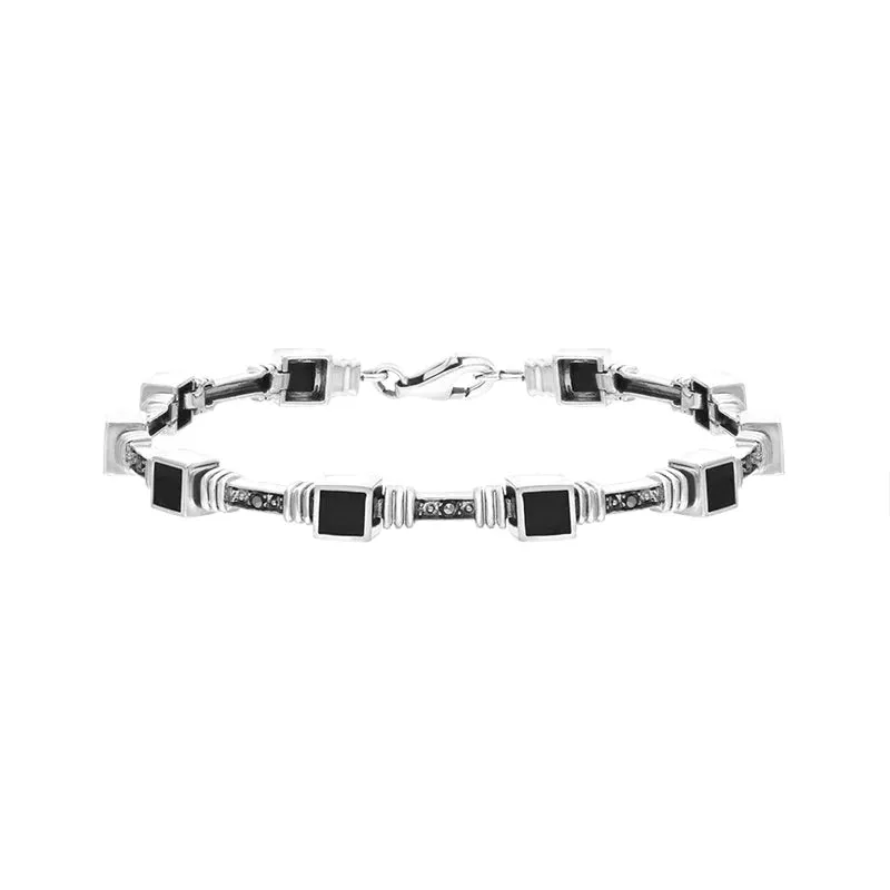 Sterling Silver Whitby Jet Marcasite Square Stone Bracelet sold by Jura Watches product image thumbnail 2