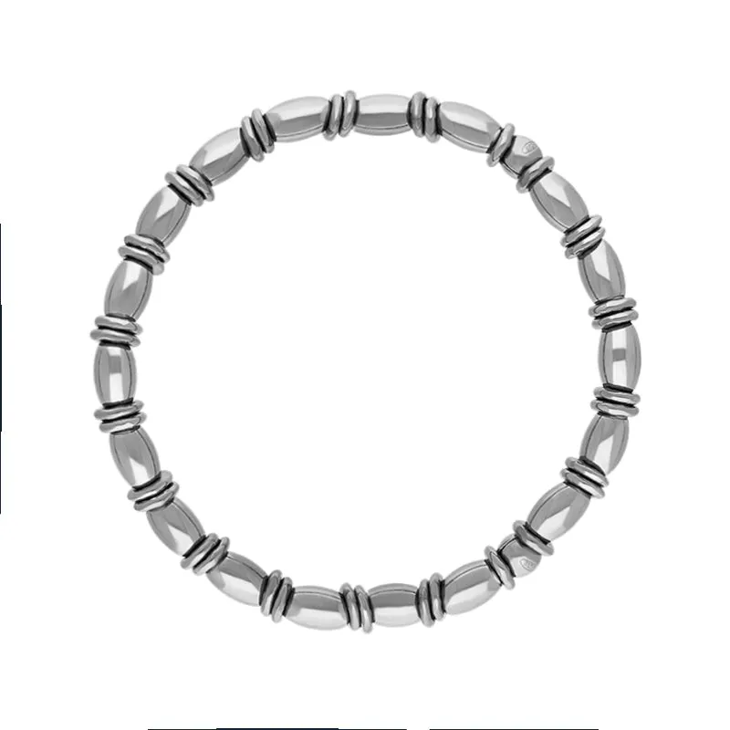 Sterling Silver Black Rhodium Oval Bead Jump Ring Bracelet sold by Jura Watches