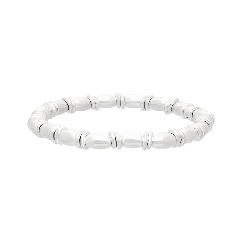 Sterling Silver White Oval Bead Jump Ring Bracelet sold by Jura Watches product image thumbnail 2