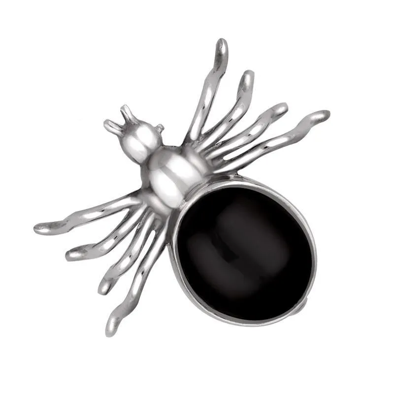Sterling Silver Whitby Jet Medium Spider Brooch sold by Jura Watches