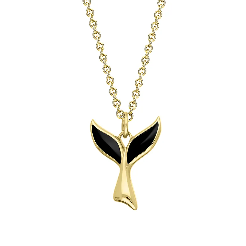 9ct Yellow Gold Whitby Jet Whale Tail Necklace sold by Jura Watches
