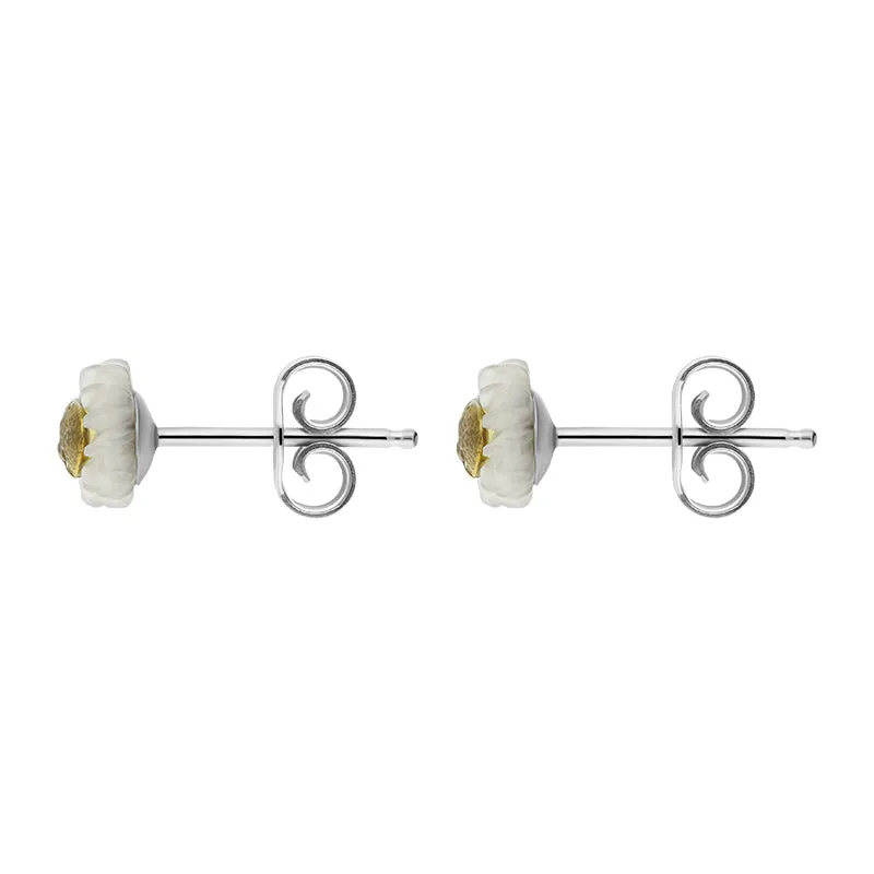 Gold Plated Sterling Silver White Mother Of Pearl Tuberose 6mm Daisy Earrings sold by Jura Watches product image thumbnail 2