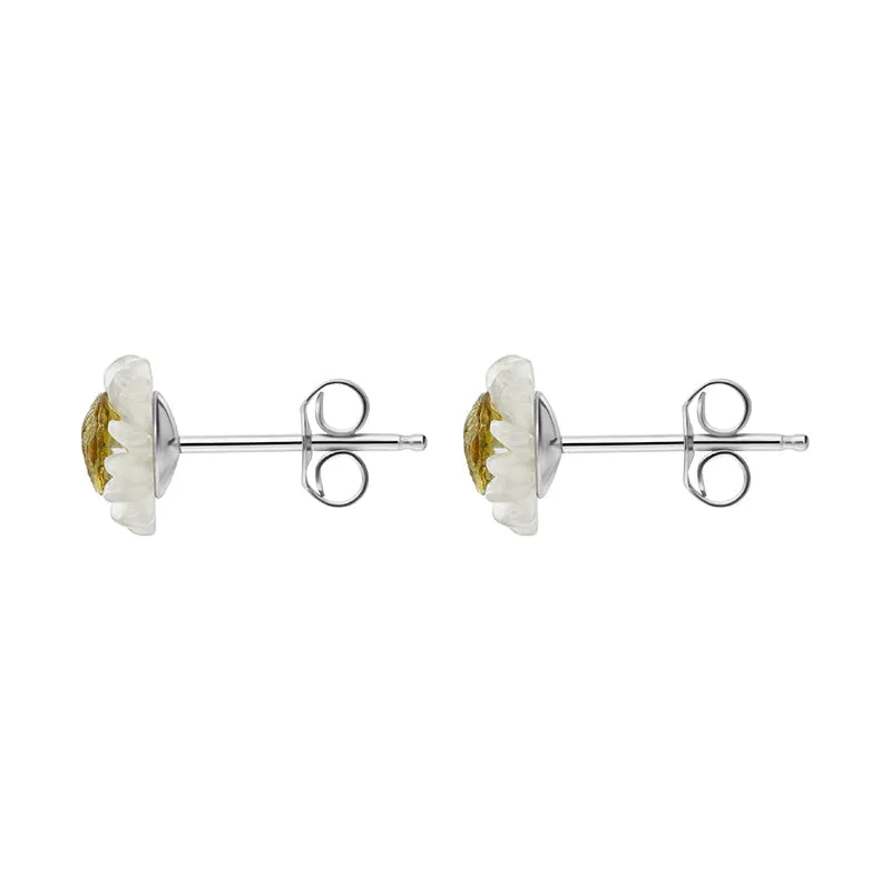 Gold Plated Sterling Silver White Mother Of Pearl Tuberose 8mm Daisy Earrings sold by Jura Watches product image thumbnail 2