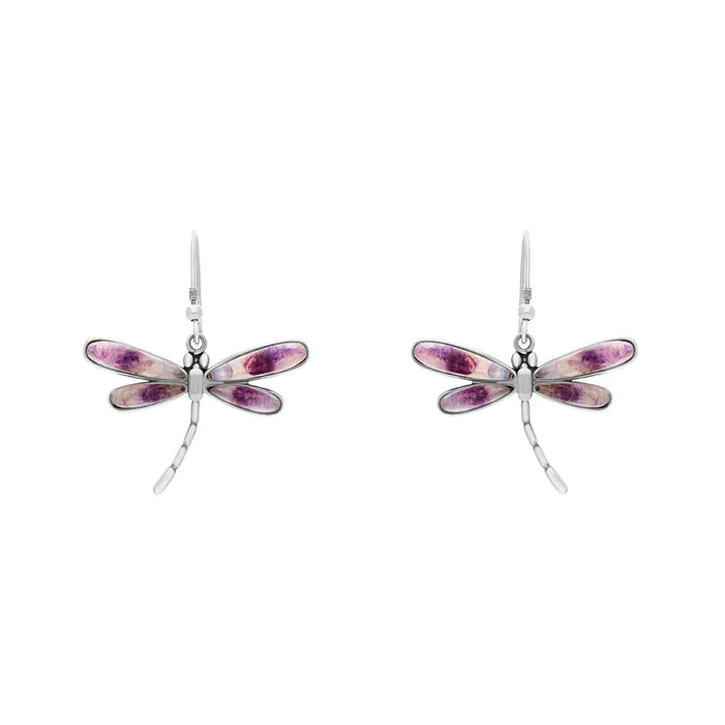Sterling Silver Blue John Dragonfly Drop Earrings sold by Jura Watches