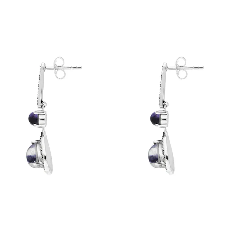 Sterling Silver Blue john Marcasite Pear Drop Earrings sold by Jura Watches product image thumbnail 2