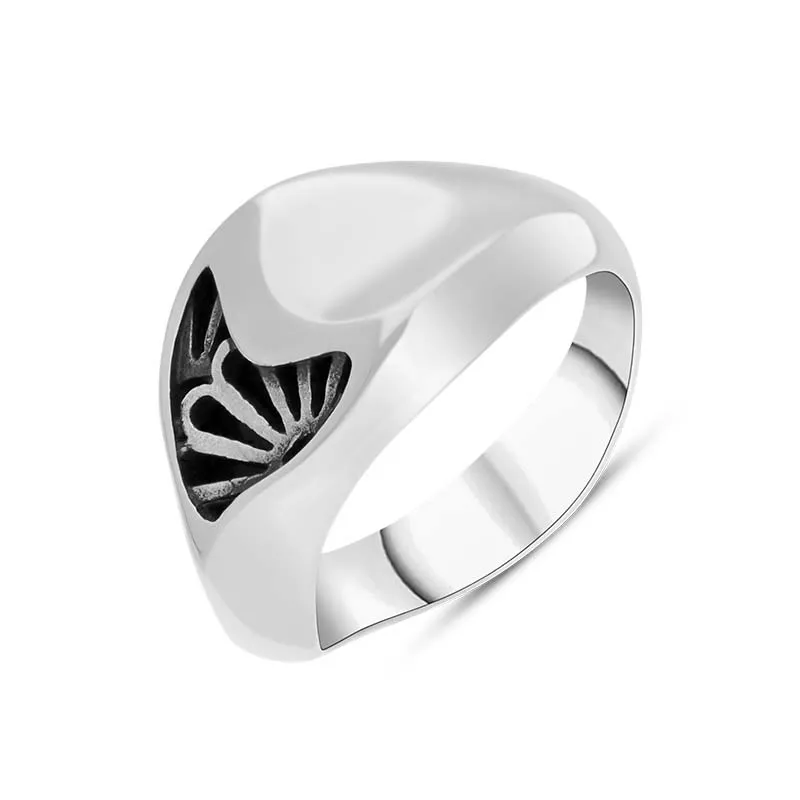 Sterling Silver Whitby Jet Gothic Filigree Fan Ring sold by Jura Watches