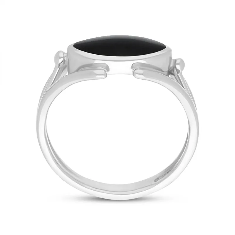 Sterling Silver Whitby Jet Marquise Open Shank Ring sold by Jura Watches product image thumbnail 3