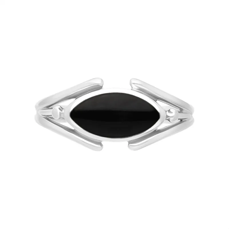 Sterling Silver Whitby Jet Marquise Open Shank Ring sold by Jura Watches product image thumbnail 2