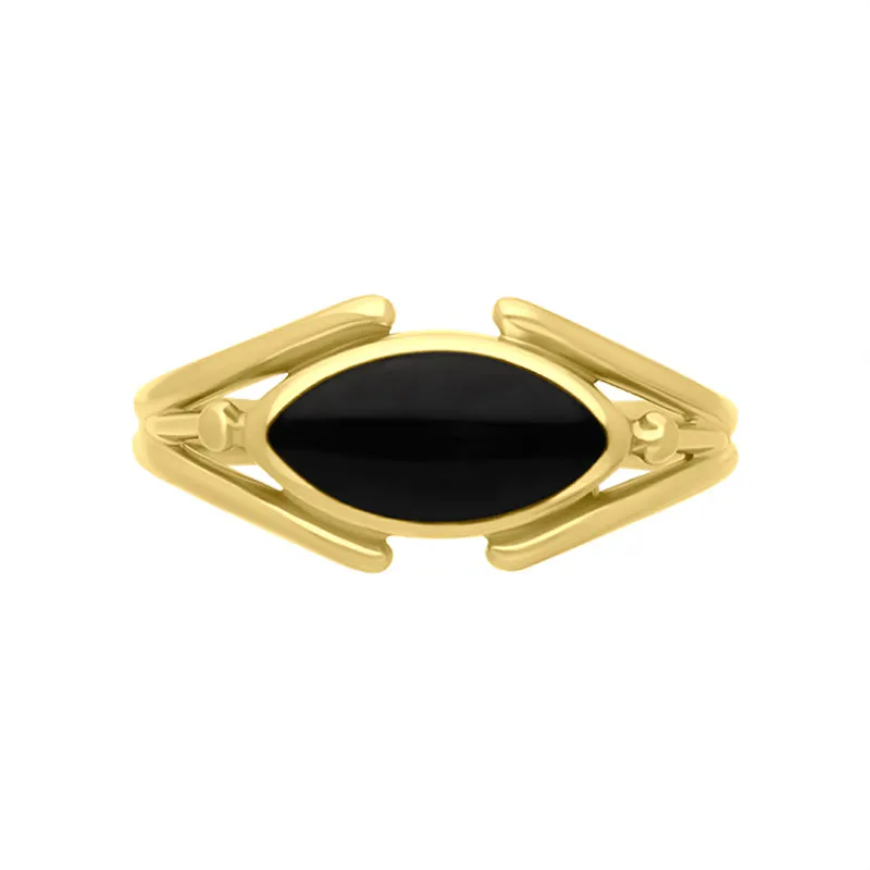 9ct Yellow Gold Whitby Jet Marquise Open Shank Ring sold by Jura Watches product image thumbnail 2