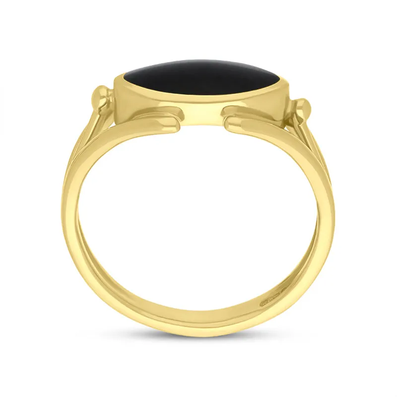 9ct Yellow Gold Whitby Jet Marquise Open Shank Ring sold by Jura Watches product image thumbnail 3