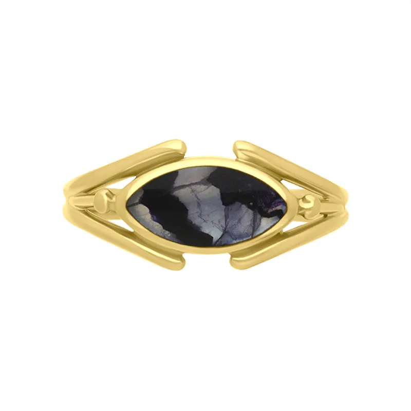 9ct Yellow Gold Blue John Marquise Open Shank Ring sold by Jura Watches product image thumbnail 2