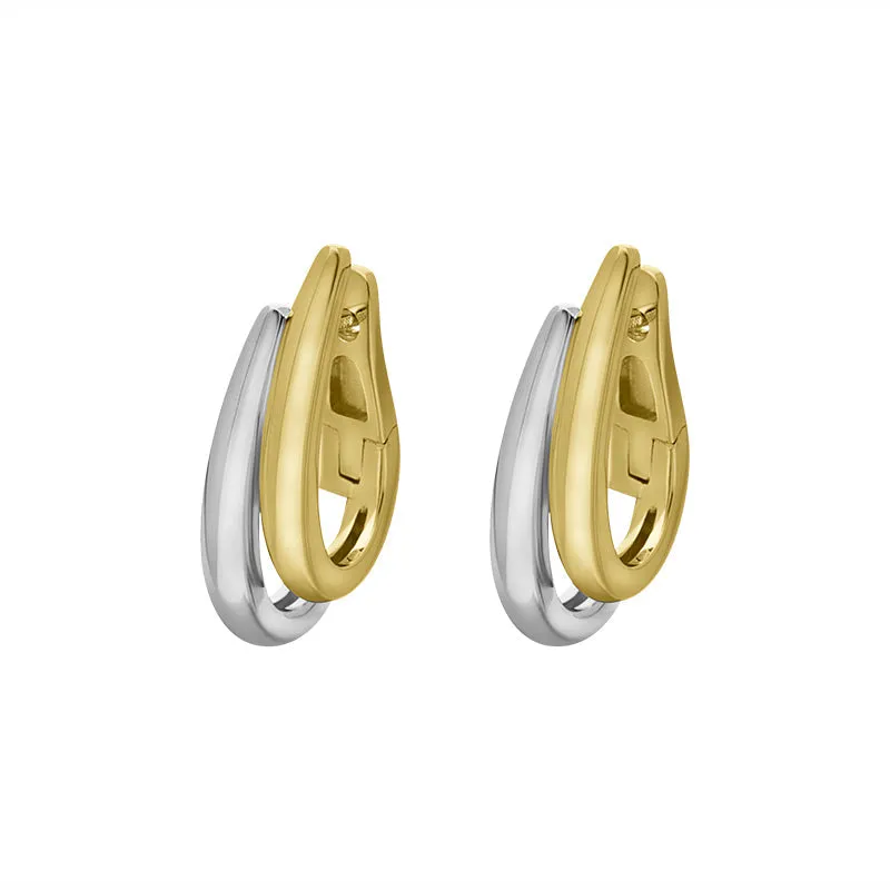 9ct Yellow and White Gold Double Long Oval Hoop Earrings sold by Jura Watches product image thumbnail 2