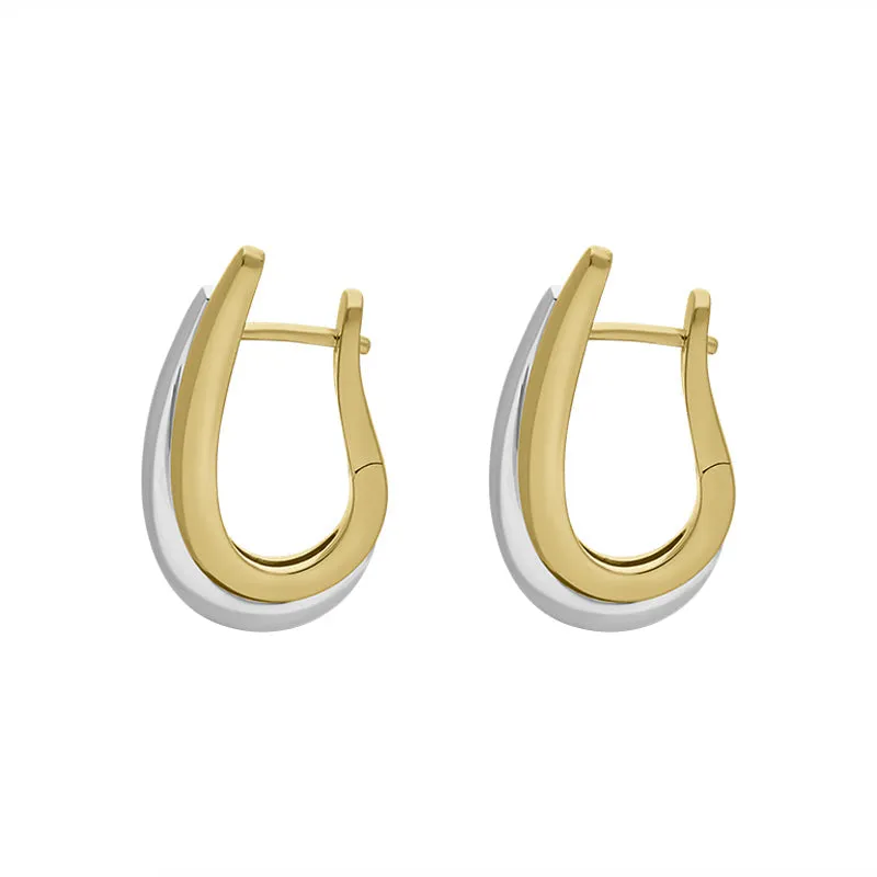 9ct Yellow and White Gold Double Long Oval Hoop Earrings sold by Jura Watches product image thumbnail 3