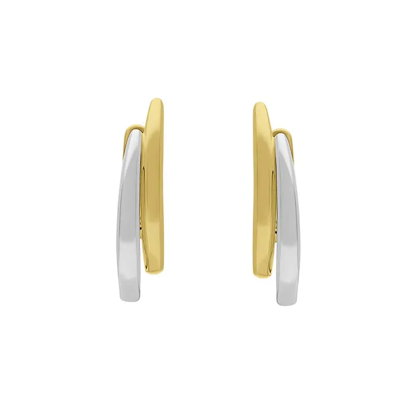 9ct Yellow and White Gold Double Long Oval Hoop Earrings sold by Jura Watches