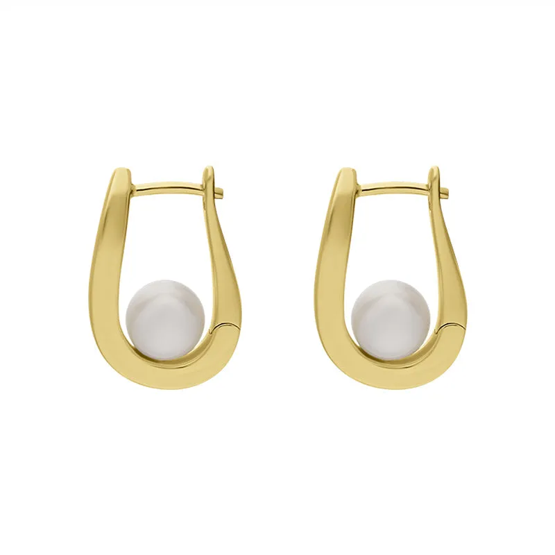 9ct Yellow Gold Freshwater Pearl Long Oval Hoop Earrings sold by Jura Watches product image thumbnail 3