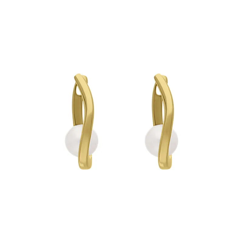 9ct Yellow Gold Freshwater Pearl Long Oval Hoop Earrings sold by Jura Watches