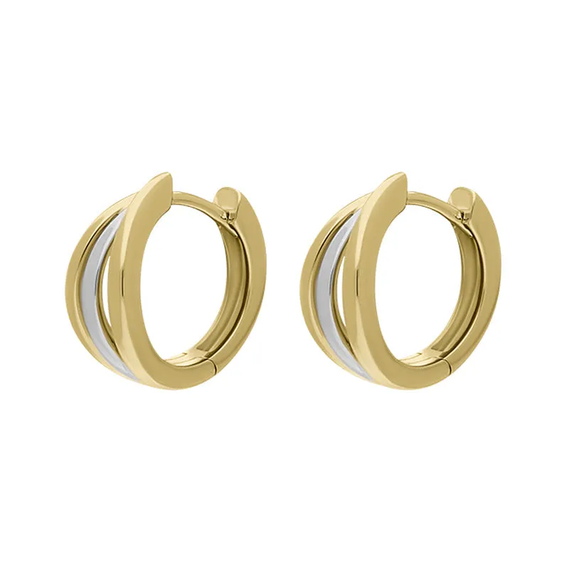 9ct Yellow and White Gold Round Three Row Hoop Earrings sold by Jura Watches product image thumbnail 2