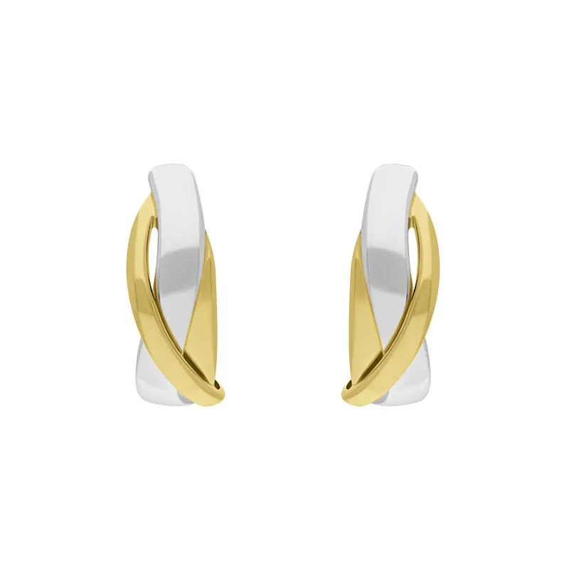 9ct Yellow and White Gold Round Entwined Hoop Earrings sold by Jura Watches