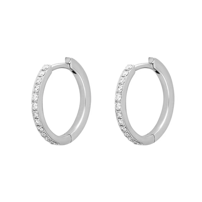 18ct White Gold Diamond 15mm Hoop Earrings sold by Jura Watches product image thumbnail 2