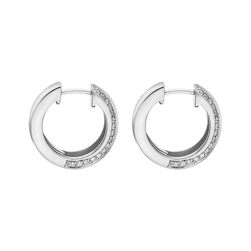 18ct White Gold Diamond 16mm Hoop Earrings sold by Jura Watches product image thumbnail 2