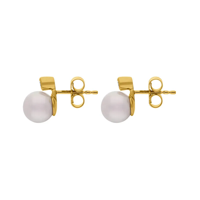 18ct Yellow Gold Diamond Akoya Pearl Stud Earrings sold by Jura Watches product image thumbnail 2