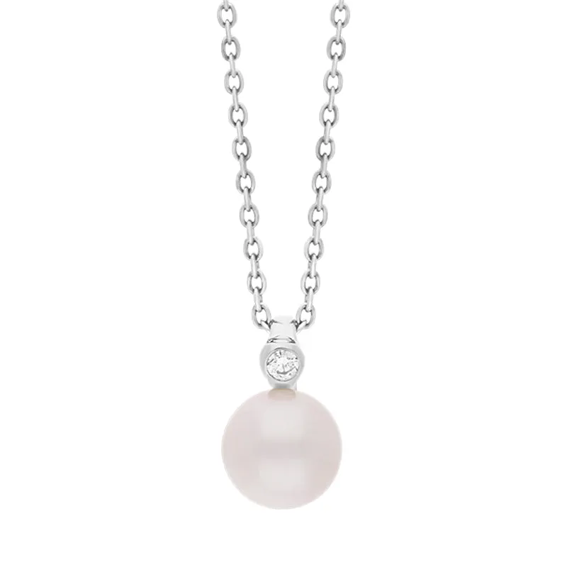 18ct White Gold Diamond Akoya Pearl Necklace sold by Jura Watches