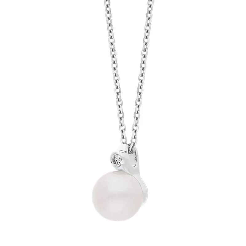 18ct White Gold Diamond Akoya Pearl Necklace sold by Jura Watches product image thumbnail 2