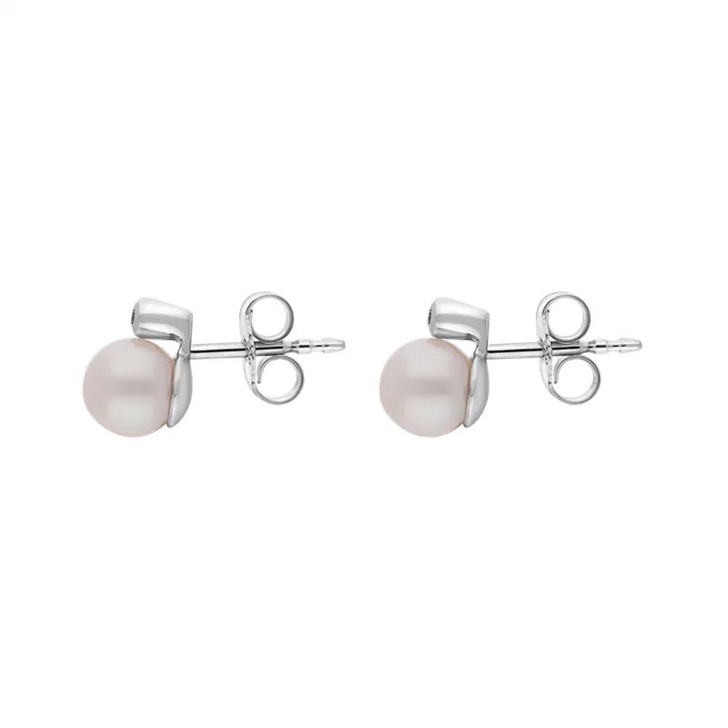 18ct White Gold Diamond Akoya Pearl Stud Earrings sold by Jura Watches product image thumbnail 2
