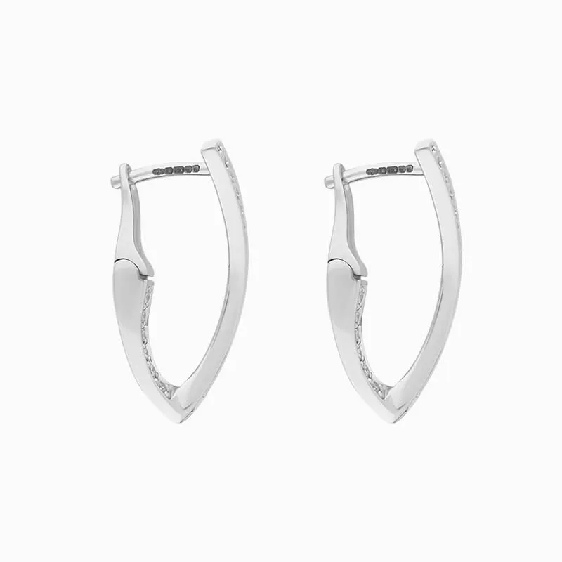 18ct White Gold Diamond Marquise Twist Hoop Earrings sold by Jura Watches product image thumbnail 3