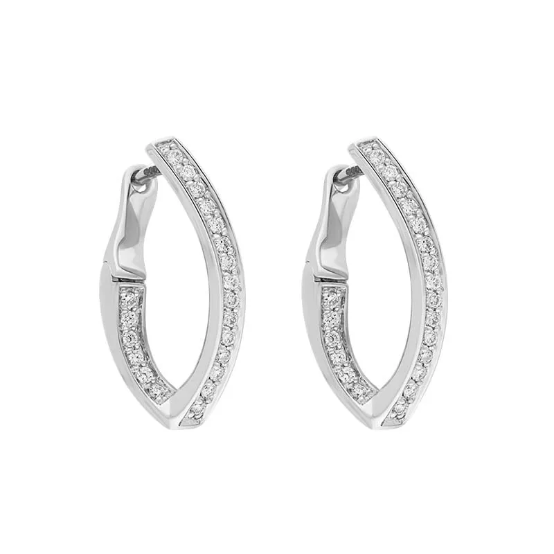 18ct White Gold Diamond Marquise Twist Hoop Earrings sold by Jura Watches product image thumbnail 2