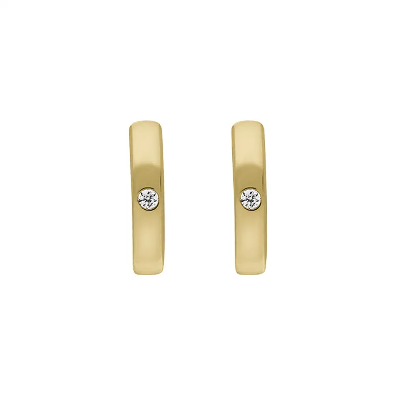 9ct Yellow Gold Diamond 11mm Round Domed Hoop Earrings sold by Jura Watches