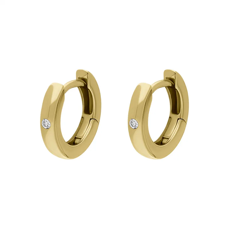 9ct Yellow Gold Diamond 11mm Round Domed Hoop Earrings sold by Jura Watches product image thumbnail 2