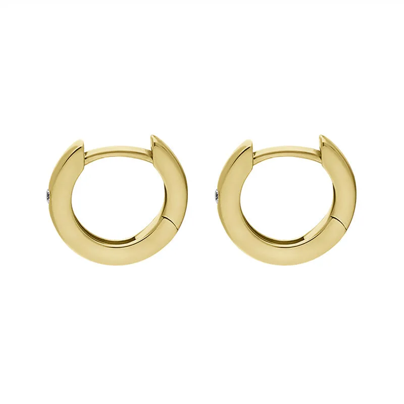 9ct Yellow Gold Diamond 11mm Round Domed Hoop Earrings sold by Jura Watches product image thumbnail 3