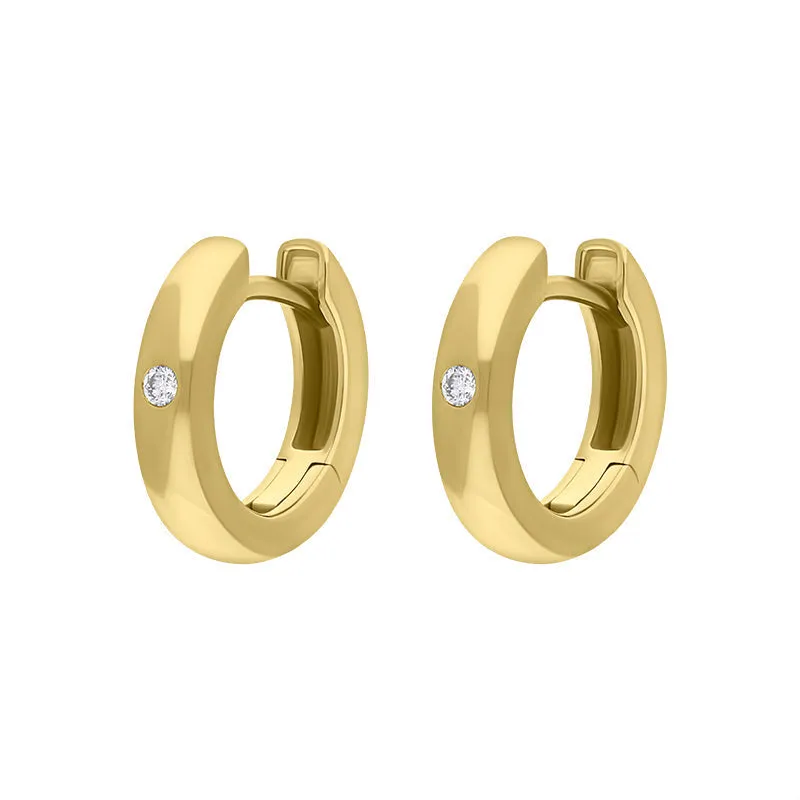 9ct Yellow Gold Diamond 13mm Round Domed Hoop Earrings sold by Jura Watches product image thumbnail 2