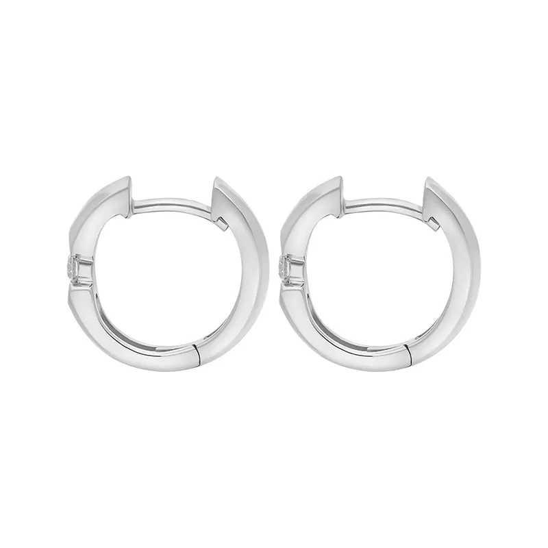 9ct White Gold Diamond 14mm Round Domed Hoop Earrings sold by Jura Watches product image thumbnail 3