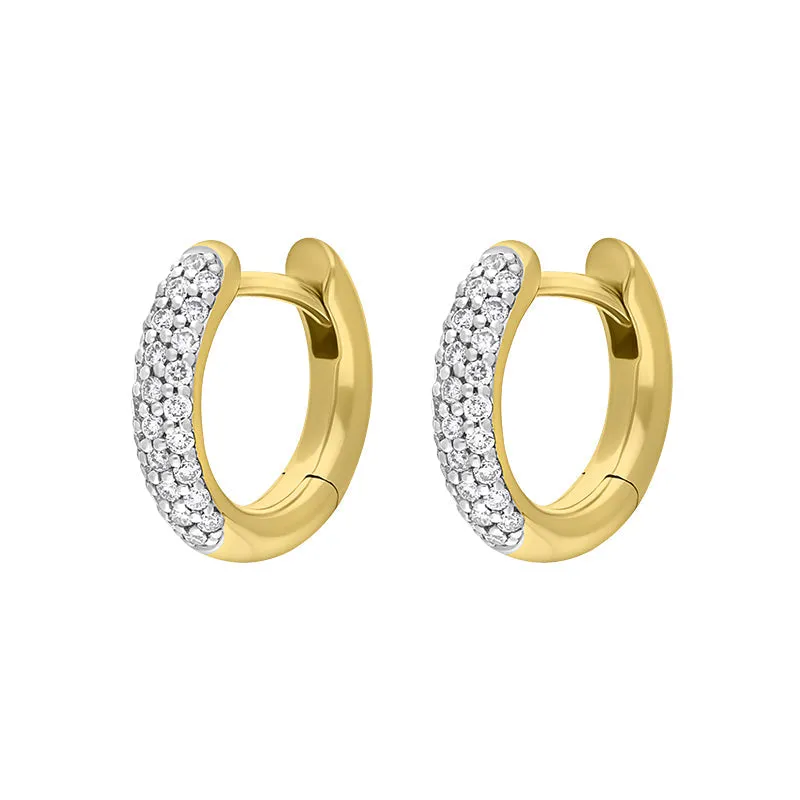9ct Yellow White Gold Diamond 12mm Round Domed Hoop Earrings sold by Jura Watches product image thumbnail 2