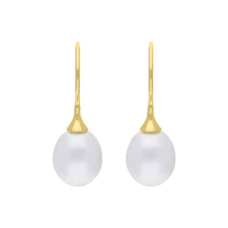 9ct Yellow Gold Freshwater Pearl Drop Hook Earrings sold by Jura Watches