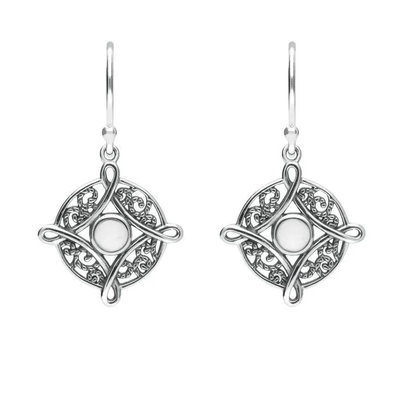 Sterling Silver Bauxite Four Point Cross Drop Earrings sold by Jura Watches