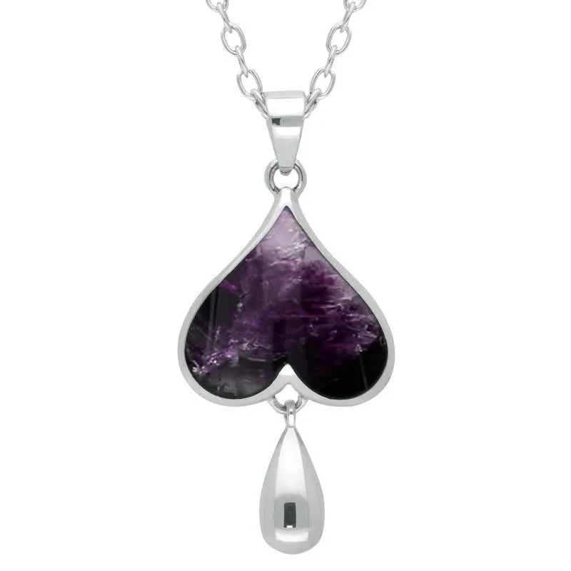 Sterling Silver Blue John Inverted Heart Teardrop Necklace sold by Jura Watches