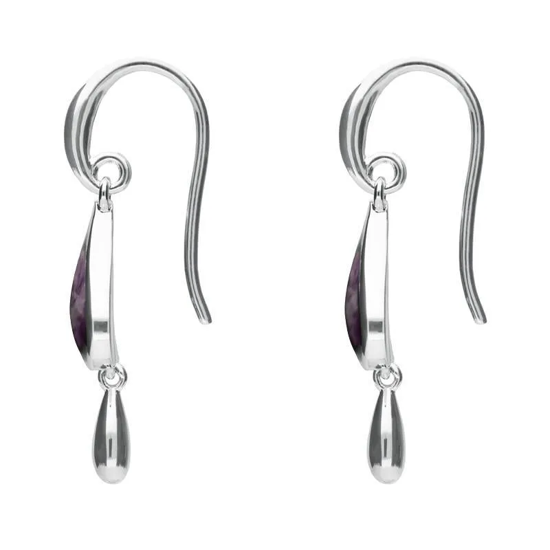 Sterling Silver Blue John Inverted Heart Teardrop Drop Hook Earrings sold by Jura Watches product image thumbnail 2