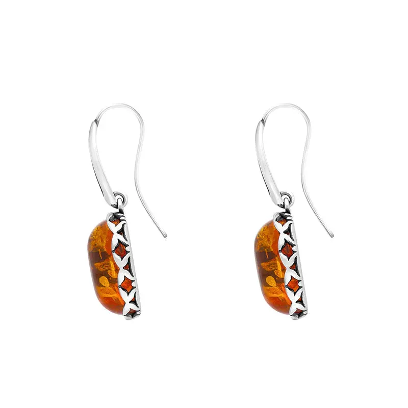Sterling Silver Amber Oval Butterfly Edge Earrings sold by Jura Watches product image thumbnail 2