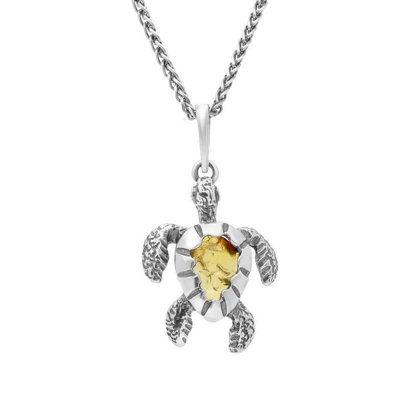 Sterling Silver Amber Tiny Turtle Necklace sold by Jura Watches