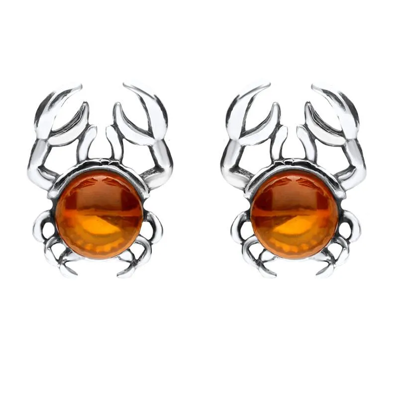 Sterling Silver Amber Crab Stud Earrings sold by Jura Watches