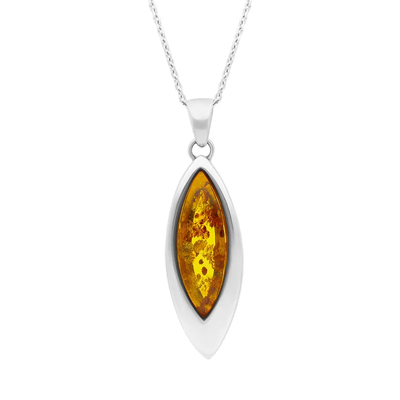 Sterling Silver Amber Marquise Pendant Necklace D sold by Jura Watches