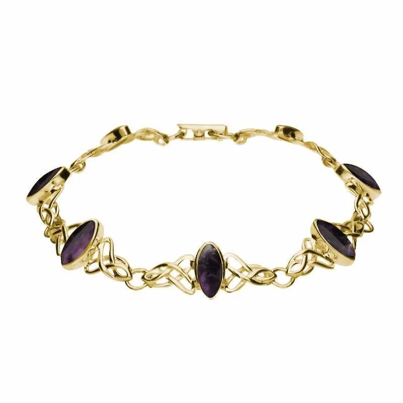 9ct Yellow Gold Blue John Marquise Shaped Celtic Bracelet sold by Jura Watches