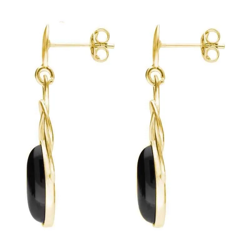 9ct Yellow Gold Whitby Jet Celtic Twist Drop Stud Earrings sold by Jura Watches product image thumbnail 2