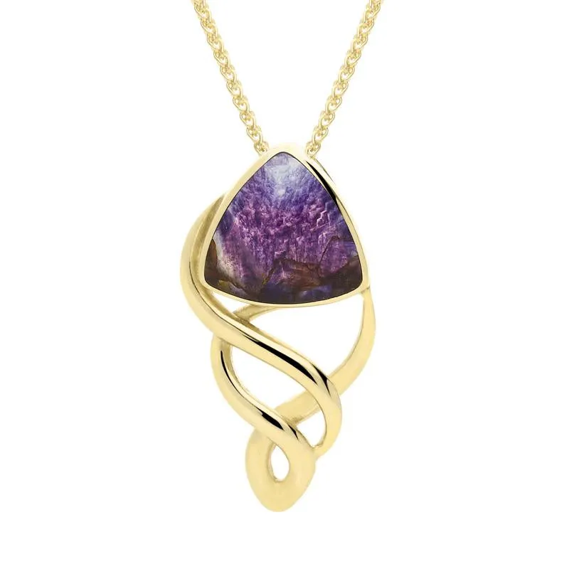 9ct Yellow Gold Blue John Curved Triangle Celtic Necklace sold by Jura Watches